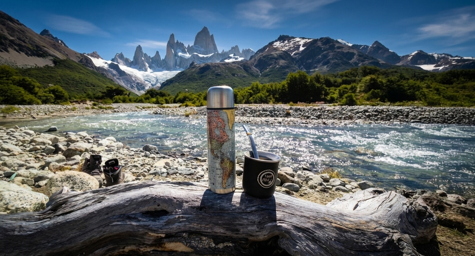 Mate argentino sobre mesa de madera